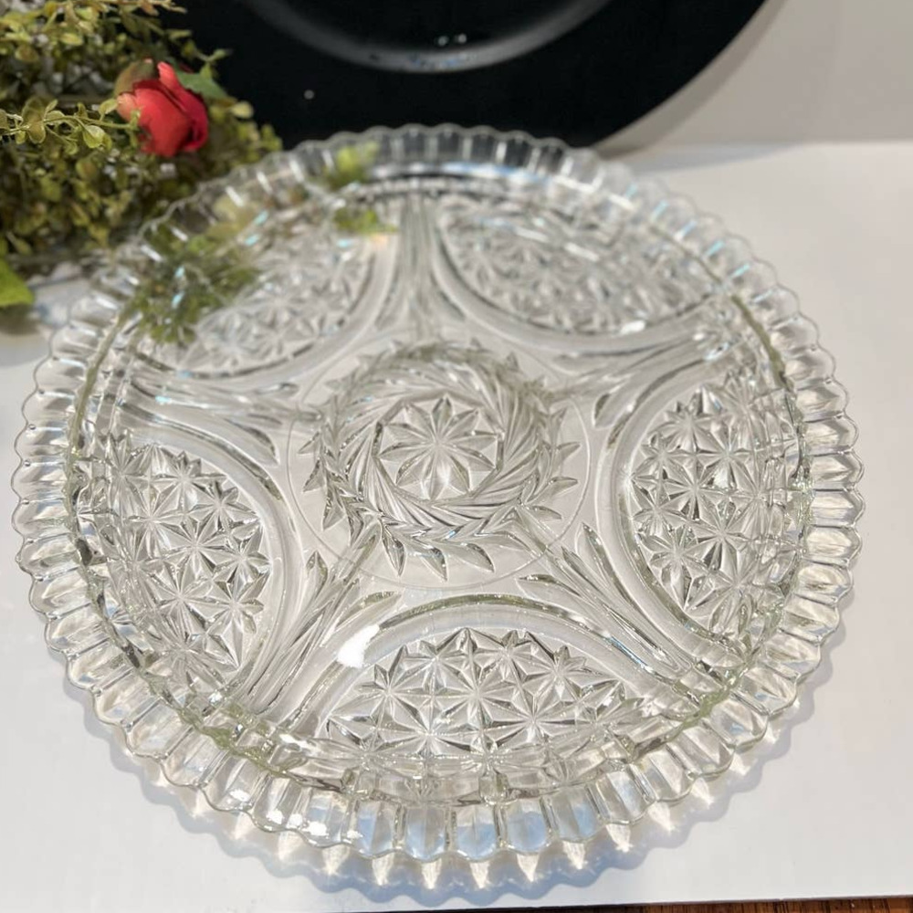12" Round 5 Part Relish Stars & Bars by ANCHOR HOCKING